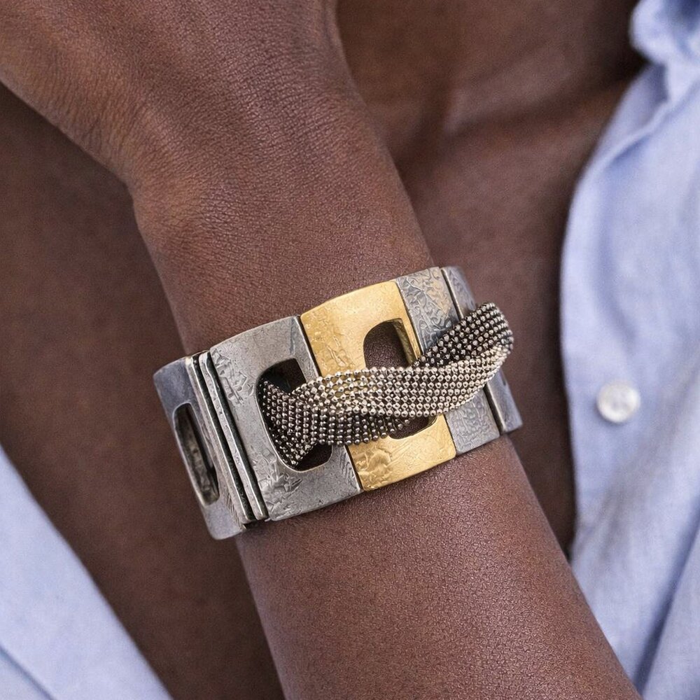 Anne Marie Chagnon Artisan Modernist Metal Bracelet RITA